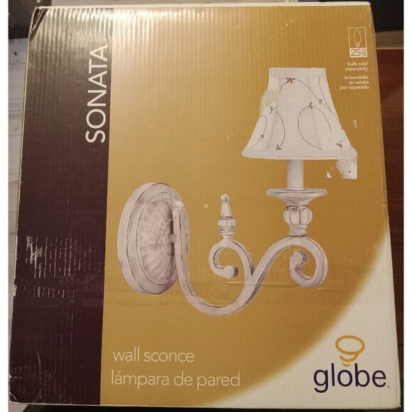 Globe Sonata Wall Sconce – Single Light, Fabric Shade, Sealed, Modern Design - Picture 1 of 2